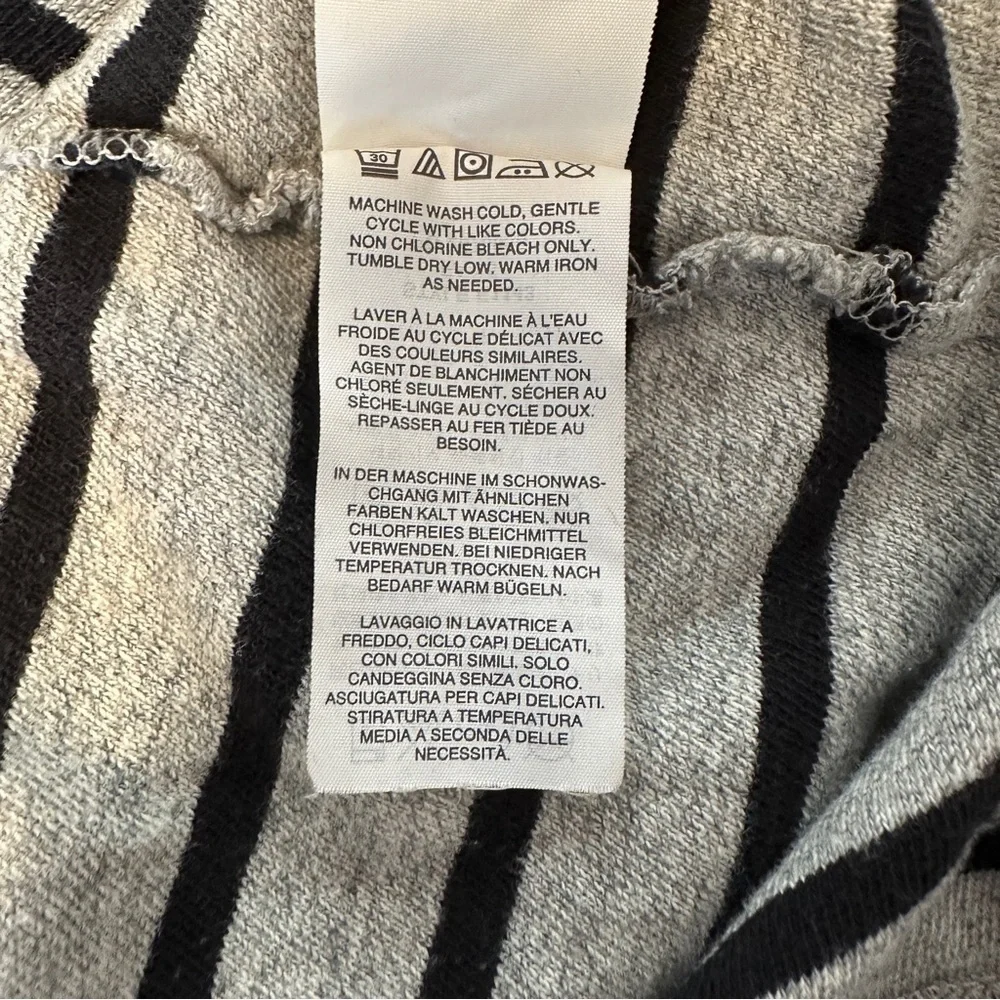 J. Crew Boatneck Black and Gray Striped Sweater | Size Small
